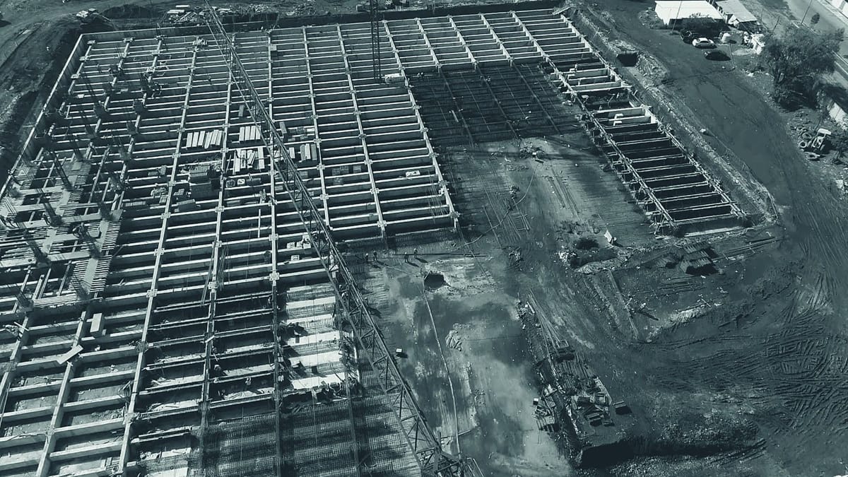 Drone view of groundworks at a Halifax construction site