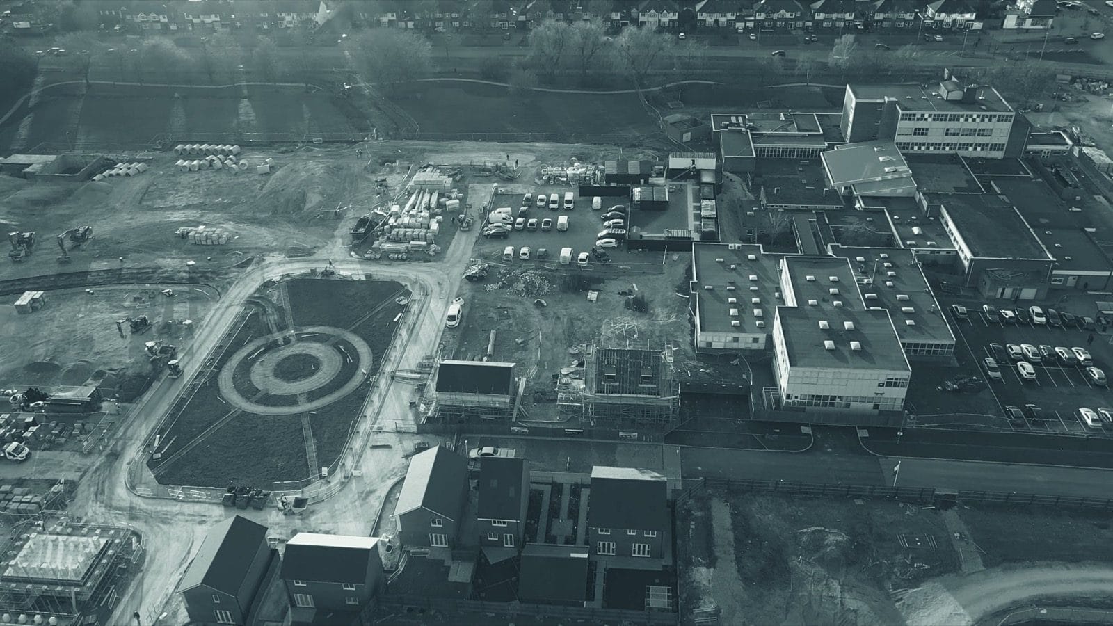 Drone view of a UK development site