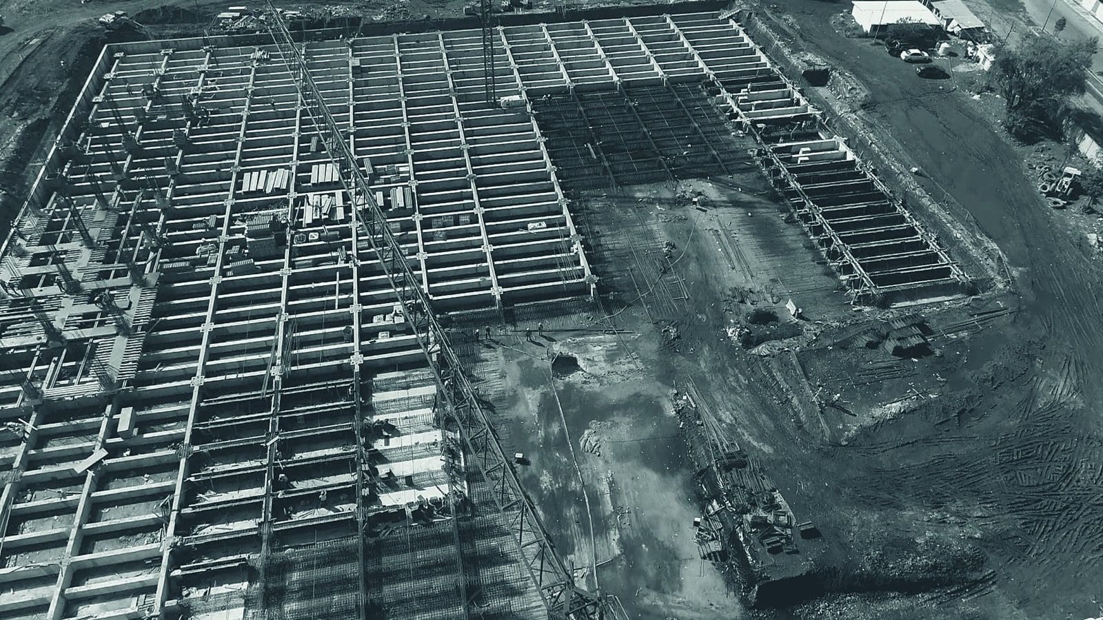 Drone view of groundworks at a Halifax construction site