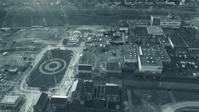 Drone view of a UK development site