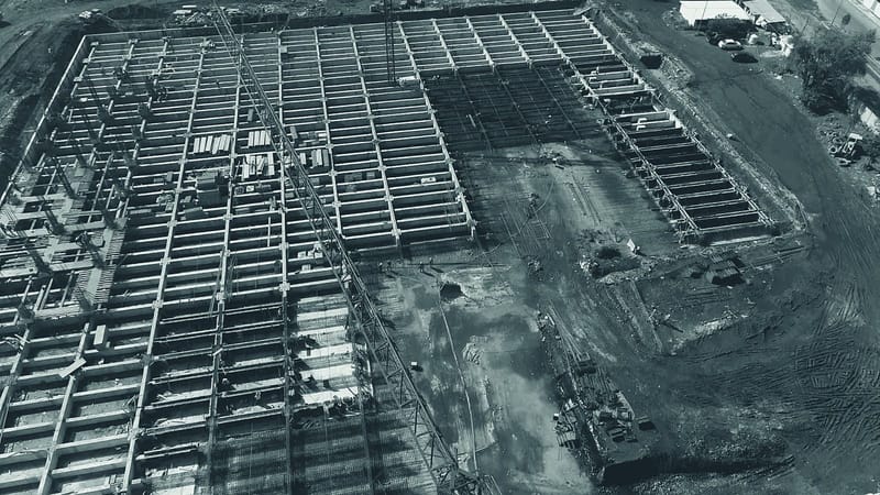 Drone view of groundworks at a Halifax construction site